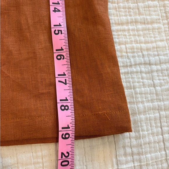 LINTICO 100% Linen Boxy Cropped Rust Terracotta Short Sleeve Blouse NWT Medium - Picture 8 of 8